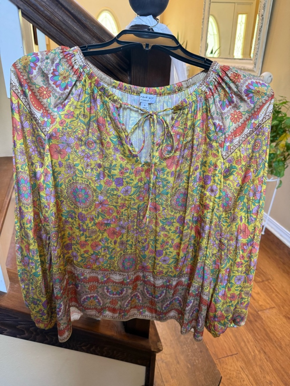 Current Air Yellow Floral Peasant Blouse